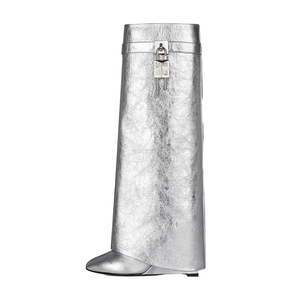 Bottes montantes compensées en PU argenté, nouvelle mode 2026, avec semelle intérieure légère en EVA, collection été, vente chaude - Product Image 1