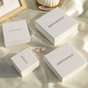 PUPPYSEW Wholesale 9*9cm Lid <strong>Box</strong> <strong>White</strong> Paper Cardboard <strong>Jewelry</strong> <strong>Box</strong> With Foam Inside Necklace Ring Earring <strong>Box</strong> With logo - Product Image 1