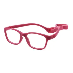  Marcos de cristal de ojo flexible para niños, gafas ópticas con correa de goma óptica para niños, venta al por mayor