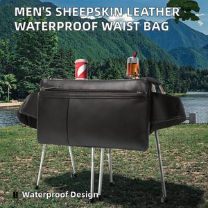 Bolso Bandolera de Piel de Oveja Genuina para Hombre, con Cierre de Gancho y Bucle, Impermeable, Duradero, con Forma de Almohada, Moderno, Informal, para Hombro, Pecho o Cintura - Product Image 2