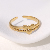 Bague ouverte hypoallergénique en acier inoxydable pour femme, motif nœud d'amour simple et minimaliste, ne ternit pas, mignonne et élégante, vente en gros