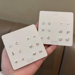 Orecchini da donna di lusso in argento S925 Mini squisita base semplice Set ago stile base - Product Image 1