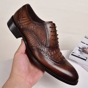 Chaussures Oxford en cuir pour hommes de haute qualité, bout pointu, fermeture à enfiler, élégantes, formelles, de bureau, imperméables, nouvelle arrivée rapide - Product Image 2