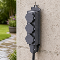 Multiprise étanche Pheiyon 16A 250V IP44 avec couvercle pour extérieur, 3 prises, idéale pour jardin, atelier, projets de bricolage