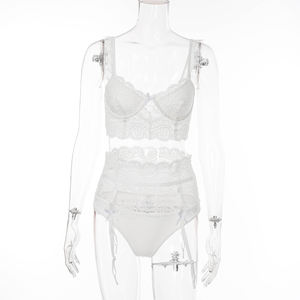 3 adet iç çamaşırı seti jartiyer ile yüksek kalite zarif dantel tatlı kızlar iç çamaşırı seti seksi Thongs iç çamaşırı setleri #0241 - Product Image 6