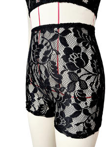 Conjuntos de 2 piezas de encaje transparente para mujer, Top de <span class=keywords><strong>tupe</strong></span> sin tirantes sólido, pantalones cortos ajustados, traje de Club Baddie - Product Image 4