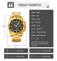 SKMEI 2593 Reloj Para Hombre arloji mewah bisnis Digital dengan tampilan ganda bercahaya dan Alarm