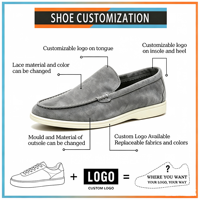 Mocassins en daim pour hommes, chaussures de conduite décontractées et confortables, baskets plates à semelle épaisse en caoutchouc blanc pour la marche