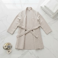 Peignoir en lin et coton personnalisé avec logo, pour spa, sauna, kimono, vêtements de nuit pour hommes et femmes