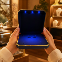 Boîte à bijoux personnalisée avec éclairage LED, étui en cuir noir mat pour présentation de luxe, 2 pièces, possibilité de personnaliser le logo