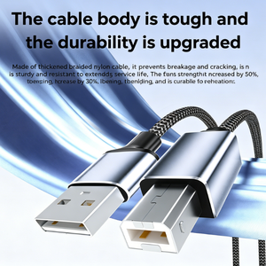 Cable USB <span class=keywords><strong>para</strong></span> Impresora, Cable Trenzado USB 2.0 <span class=keywords><strong>de</strong></span> Alta Velocidad Tipo A a USB-B <span class=keywords><strong>para</strong></span> Impresora, Escáner, Piano Electrónico - Product Image 2