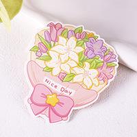 Kartu Ucapan Kustom Biodegradable Die Cut Grosir Kartu Ucapan Lipat Buket Bunga untuk Liburan