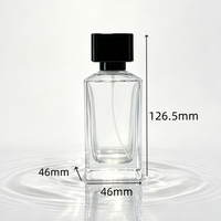 Flacon de parfum en verre transparent épais rectangulaire de 100 ml, flacon de parfum vide avec bouchon noir, impression de logo personnalisée