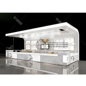 Moderne Showroom-Vitrine mit silbernem Schmuck kiosk mit LED-Licht