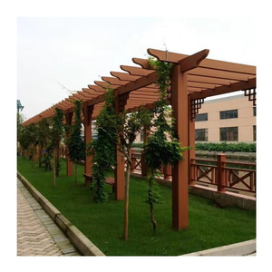 야외 티크 목재 빔 포스트 서까래와 맞춤형 크기 WPC Pergola 월넛 우드 그레인 표면 목재 플라스틱 복합 재료 - Product Image 1