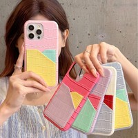Étui en cuir à motif crocodile color block avec double emplacement pour cartes pour iPhone 15 Pro, iPhone 13, iPhone 14, texture cuir premium