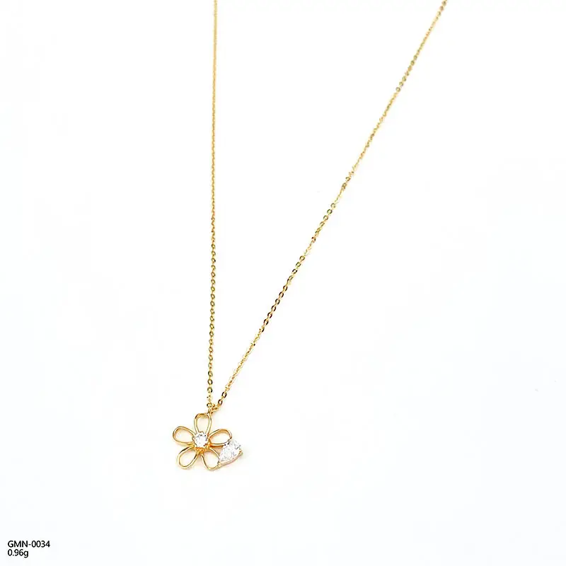 Zircon Love Pearl Flower Premium 14K Gold Female Elegant Necklace Pendants Gold Women Jewelry Star Gift Gold Zircon