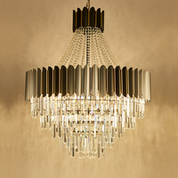 Lustre LED de luxe en cristal K9 doré, moderne et exquis, pour hall d'hôtel, villa, ou foyer, avec douille E14