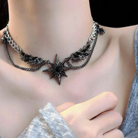 Collier ras du cou Zooying avec pendentif aile gothique, motif étoile sombre, chaîne punk Y2K, bijou tendance et audacieux, cadeau pour femme