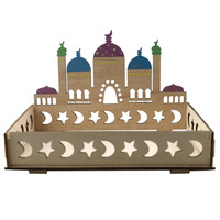 Eid Ramadan Houten Voedselblad Snacks Fruitcontainers Voor Eid Al Fitr Tafeldecor Maan Kerk Architectuur Model Ambachten Geschenken