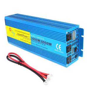 Convertisseur de courant <span class=keywords><strong>Lvyuan</strong></span> <span class=keywords><strong>6000W</strong></span> Peak, DC vers AC, 12V 240V, onde sinusoïdale pure, transformateur de voiture, trois prises avec démarrage progressif - Product Image 1