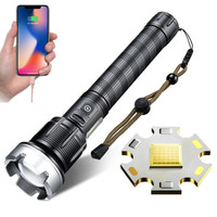 Lampe torche tactique industrielle super lumineuse XHP360 à 36 cœurs améliorée, étanche IP68, 7 modes, zoom, rechargeable par USB