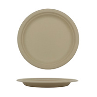 Plaque de bagasse ronde de 9 pouces Écologique Biodégradable Chaleur 100 °C et Micro-ondes Jetable FDA LFGB Certifié pour les Fêtes