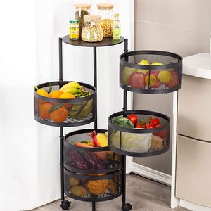 Estante de cocina giratorio multicapa, cesta giratoria de almacenamiento de frutas, soporte móvil para aperitivos y verduras, estante para el hogar - Product Image 3