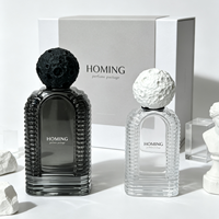 Nouveaux flacons de parfum carrés en verre vides 50ml, flacon de parfum noir avec boîte et couvercle luxueux