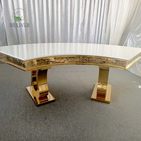 Vente en gros de table ronde professionnelle en acier inoxydable, ensemble de table de mariage pour hôtel, pièces centrales, décorations de table pour événements