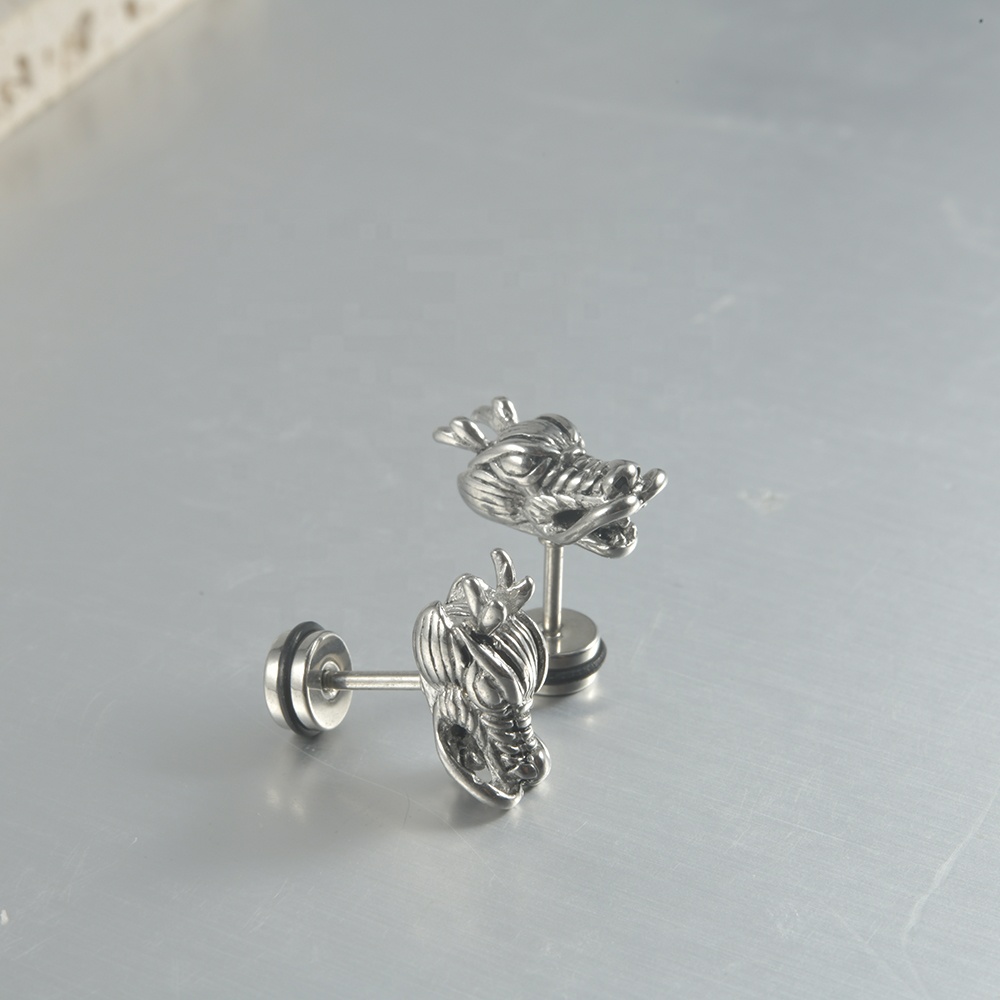 Boucle D'oreille Piercing Rook Griffe De Dragon - Acier Chirurgical 316L, Pierre Naturelle, 16G (1.2mm)