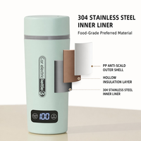 Termometer Termos botol air otomatis, Termos vakum perjalanan Stainless Steel, ketel kopi elektrik