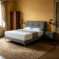 Cadre de lit réglable Leyi, style moderne et simple, taille King (1800x2000), revêtement en chenille, métal, pin écologique, durable