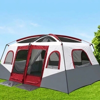 Tente familiale 2 chambres 1 salon, grande tente de camping portable imperméable et coupe-vent pour 3-4 personnes, double couche, quatre saisons