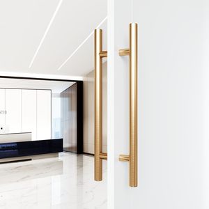 Manija de puerta de acero inoxidable Huahu de 120 mm con acabado dorado para puertas corredizas de baño de vidrio - Product Image 3