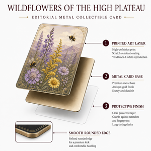 Tarjeta Coleccionable Metálica Personalizada con Impresión HD <span class=keywords><strong>de</strong></span> Flores Silvestres del Alto Plato, Recuerdo en Oro Antiguo, Regalo para Amantes <span class=keywords><strong>de</strong></span> <span class=keywords><strong>la</strong></span> Botánica - Product Image 1