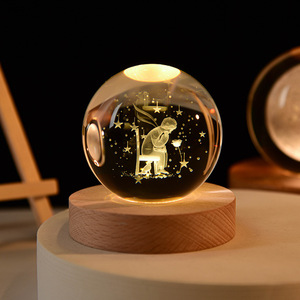 Lámpara de bola de cristal luminosa, lámpara de estado de ánimo, Sistema Solar, Base de madera Led, decoración del hogar, luces de noche, arte <span class=keywords><strong>3D</strong></span>, bola de cristal, lámpara de noche - Product Image 6