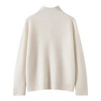 Maßgeschneiderter Lässiger Halbrollkragen-Kaschmir-Cardigan Langarm Locker Sitzender Atmungsaktiver Winter-Knopf-Pullover