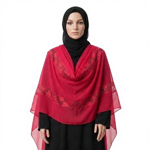 Châle en mousseline africaine de luxe, broderie florale en strass, doux, léger et respirant pour femme, été, OEM ODM personnalisé, vente en gros - Product Image 3