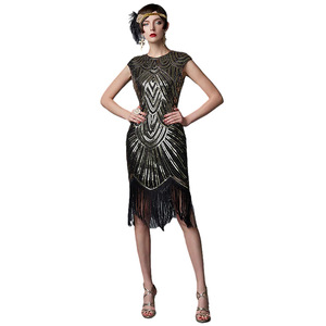Robe de soirée rétro des années 1920 à sequins, col bateau, fourreau en satin, style vintage, costume de scène, tailles S-4XL - Product Image 4