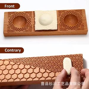 Wooden Wonton <b>Mold</b> With Three Cavities Reusable Kitchen Tool For Handmade Dumplings And Pasta Making - Product Image 2