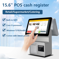 15.6inch Dual Touch Screen All in One Pos System PC Cash Register Machine Terminal Smart Software Supermarket Cashier Checkout