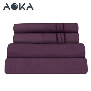 Aoka Nhà máy cung cấp tùy chỉnh kích thước Vua Microfibre <span class=keywords><strong>Polyester</strong></span> bedsheet thêu bộ đồ giường đặt sang trọng gối tấm bộ - Product Image 5