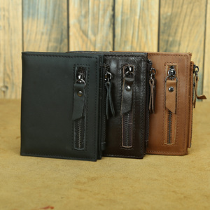 Ando Bag Genuine Cowhide <b>Leather</b> <b>Mens</b> Short Zipper <b>Wallet</b> with Card Slots - Product Image 1
