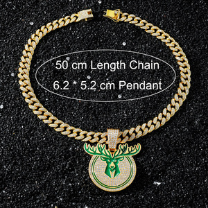 Hot Selling Personalization Popular Design Shine Alloy Deer <b>Head</b> Pendant Necklace Hiphop <b>Style</b> Men's Necklace Wholesale Jewelry - Product Image 5