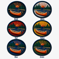 Écusson brodé 3D personnalisé Coucher de soleil sur le lac et forêt de pin pour sac à dos, veste, club de plein air