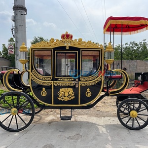 Charrette de chevaux électrique pour visites touristiques, calèche royale de mariage, chariot de chevaux noir pour mariage à vendre - Product Image 2
