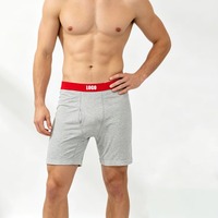 Boxers de sport pour hommes, sous-vêtements en coton extensible doux, ceinture élastique large, sous-vêtements personnalisés avec logo pour la course à pied et l'entraînement