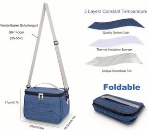 กระเป๋าเก็บความเย็นขนาด 6.4 ลิตร ทำจากโพลีเอสเตอร์ สำหรับใส่กล่องอาหารกลางวัน เหมาะสำหรับผู้ชายและผู้หญิง สะดวกสบายในการใช้งาน - Product Image 4