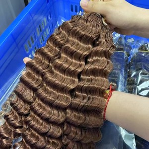 Extensions de cheveux humains en crochet Deep <span class=keywords><strong>Wave</strong></span> vietnamiennes pour le tressage, Deep <span class=keywords><strong>Wave</strong></span> bouclée, sans trame, tresses à effet plume, extensions de cheveux en crochet - Product Image 4